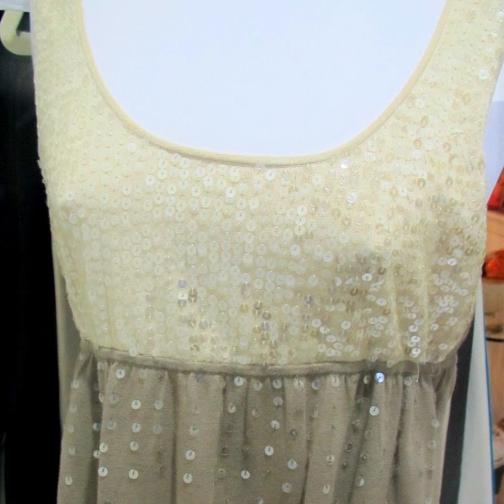 OLIVIA & GRACE COTTON KNIT SEQUIN, SLEEVELESS TOP